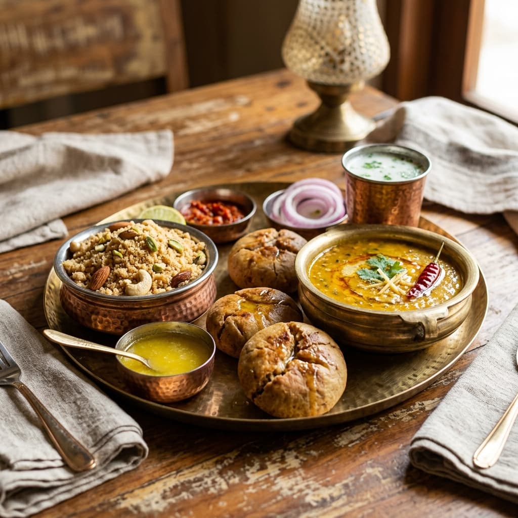 Authentic Dal Baati Thali from Leena's Kitchen